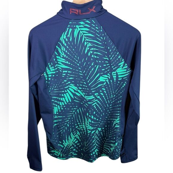 Ralph Lauren RLX Blue & Green 3/4 Zip, Thumb Holes, Size Medium - Picture 2 of 6